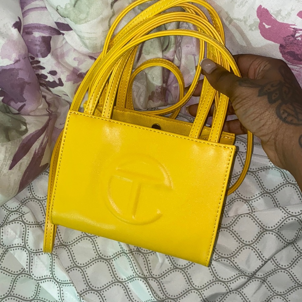 Yellow small telfar bag.